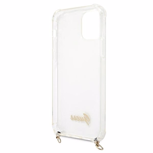 Guess GUHCP12MKC4GSGO iPhone 12/12 Pro 6.1" Skaidrus kietas dėklas 4G Auksinė grandinė