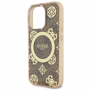 Guess IML Peony On 4G Background Magnetinis dėklas iPhone 16 Pro Max - rudas