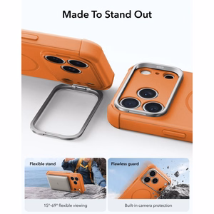 ESR Cyber Tough Kickstand MagSafe dėklas, skirtas iPhone 18 Pro / 17 Pro, oranžinis