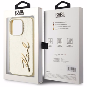 Karl Lagerfeld Wrinkled Metal Signature dėklas telefonui iPhone 15 Pro - auksinė