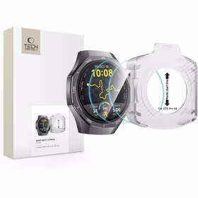 Tech-Protect Easy Set+ 2 rinkinys grūdintas stiklas Huawei Watch GT 5 Pro 46 mm - skaidrus