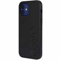 Audi sintetinės odos dėklas telefonui iPhone 12/12 Pro 6.1" juodas/juodas kietas dėklas AU-TPUPCIP12P-TT/D1-BK