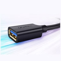 Ugreen USB 3.0 (moteriškas) – USB 3.0 (vyriškas) 2m (juodas) prailginimo kabelis su adapteriu