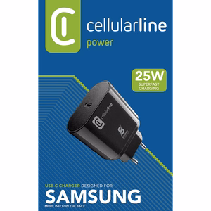 Cellularline USB-C tinklo įkroviklis Samsung įrenginiams, 25 W, juodas