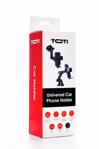 SEEK TOTI universalus automobilinis telefono laikiklis su vakuuminiu stikluku, juodas