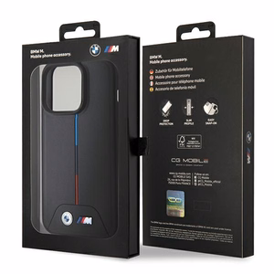 BMW dygsniuotas trispalvė Magnetinis dėklas telefonui iPhone 15 Pro Max - juodas