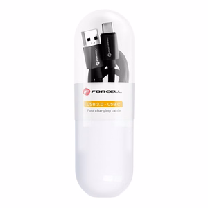 FORCELL C398 kabelis USB A į Type C QC3.0 3A TUBE 1 m juodas