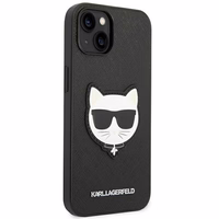 Karl Lagerfeld Saffiano Choupette Head Patch dėklas telefonu iPhone 14 Plus - juodas