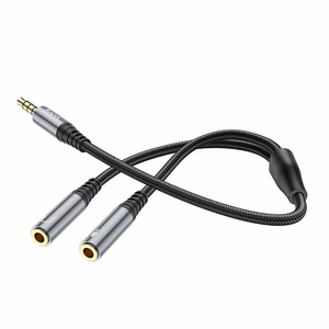 Kabel AUX 2w1 Jack 3,5 mm (męski) do 2 x Jack 3,5 mm (żeński) Hoco 0,25 m UPA21 pilkas (SC)