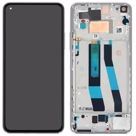 Ekranas Xiaomi 11 Lite 5G NE su lietimui jautriu stikliuku ir rėmeliu Silver/White originalus (service pack)