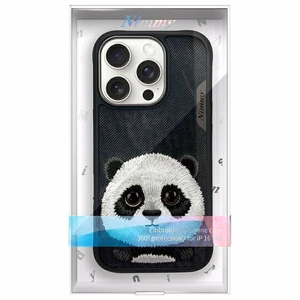 Nimmy Didelės akys augintinis 2.0 Pandos dėklas telefonui iPhone 16 Pro - juodas