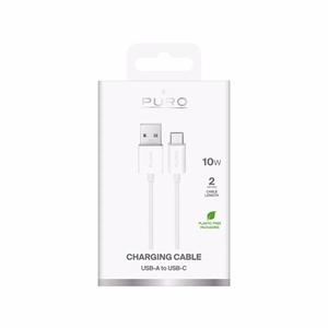 Puro 10W TPE USB-A - USB-C kabelis 2m - baltas