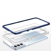 Clear 3in1 dėklas Samsung Galaxy S23 silikoninis dėklas su rėmeliu mėlynas