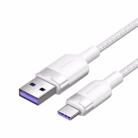 USB 2.0 A į USB-C 6A Vention CTOWH 2M kabelis (baltas)