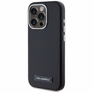 Karl Lagerfeld FW Metal Plate Magnetinis iPhone 15 Pro dėklas - juodas