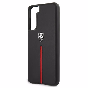 Ferrari FEOSIHCS21MBK S21+ G996 juodas juodas kietasis dėklas Off Track Leather Nylon Stripe