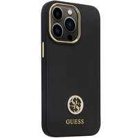 Guess GUHCP13XM4DGPK iPhone 13 Pro Max 6.7" juodas/juodas hardcase Silicone Logo Strass 4G