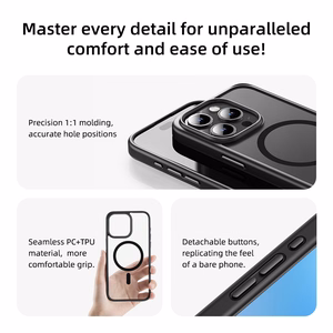 Rock Guard Series магнитный чехол для Iphone 15 Plus, прозрачный-черный