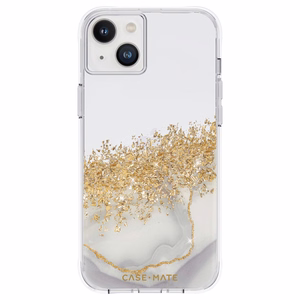 Case-Mate Karat Marble balto marmuro rašto dėklas su aukso folijos detalėmis, skirtas iPhone 14 Plus