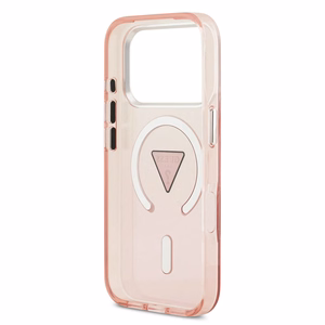 GUESS magnetinis dėklas telefonui IPHONE 17 Pro, suderinamas su MagSafe GUHMP17LHGTMLCGP (IML gradientinis dėklas su trikampiu logotipu) rožinis