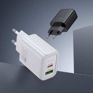 Įkroviklis telefonui Hoco USB A + USB C QC3.0 PD 3A 30W N63 juodas