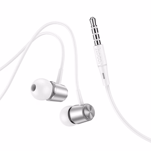 HOCO laidinės ausinės Jack 3,5 mm su mikrofonu M108 sidabrinės