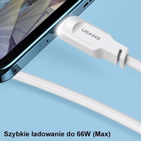 USAMS Laidas USB-C 6A 1,2m Port Display Fast charging Lithe Series žalias SJ568USB04 (US-SJ568)