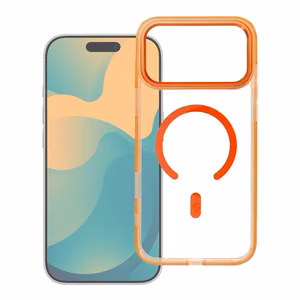 Case for iPhone 17 PRO MAX Frame Clear Hybrid Mag Cover compatible with MagSafe hermes orange