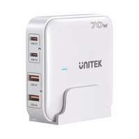GaN tinklo įkroviklis - Unitek P1228AWH01-EU | 70W 2x USB-C 2x USB-A
