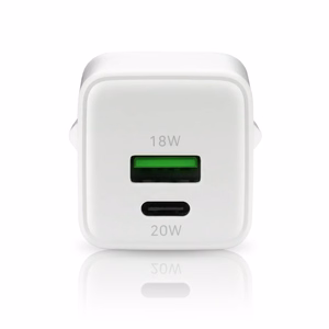EVERACTIVE tinklo įkroviklis 1× USB, 1× USB-C Quick Charge 3.0 20 W, baltas
