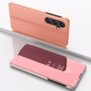 Permatomas dėklas Samsung Galaxy S24 FE su atverčiamu dangteliu - rožinė