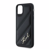 Karl Lagerfeld Diagonal Quilted Script dėklas telefonui iPhone 11 / Xr - juodas