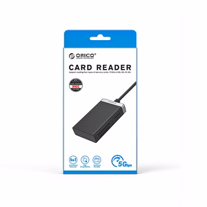 Orico CL4D-A3 atminties kortelių skaitytuvas USB-A 3.0, SD / microSD / CF / MS, 5 Gbps – juodas su sidabro spalva