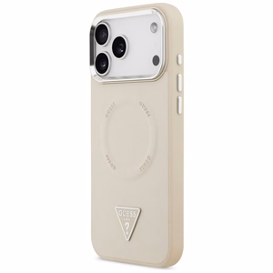Guess Triangle Logo MagSafe Dėklas for iPhone 17 Pro - smėlinis