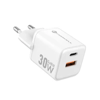 FORCELL F-ENERGY Mini GaN III VT-35 kelioninis įkroviklis su 1 x Type C + 1x USB A lizdais, PD QC4.0 30W baltas