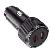 Automobilinis įkroviklis Hoco 2 x USB C QC PD 50W NZ14B juodas