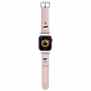 KARL LAGERFELD DIRŽELIS KLAWMSLKCNP APPLE WATCH 38/40/41MM ROŽINIS/ROŽINIS DIRŽELIS 3D RUBBER KARL&CHOUPETTE HEADS