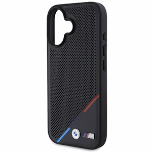 BMW M Perforuotas Trispalvė Linija Magnetinis dėklas telefonui iPhone 16 Plus - juodas