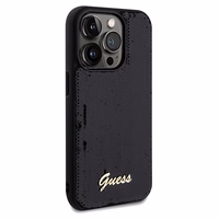 Guess Sequin Script Metal dėklas telefonui iPhone 14 Pro - juodas
