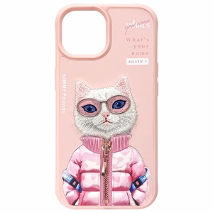 Nimmy Cool&Cute 2.0 katės dėklas iPhone 15 - rožinis