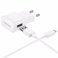 Samsung EP-TA50EWE 8W USB-A sieninis įkroviklis su MicroUSB kabeliu ECB-DU4AWE (Bulk - pakaitinė pakuotė) - baltas