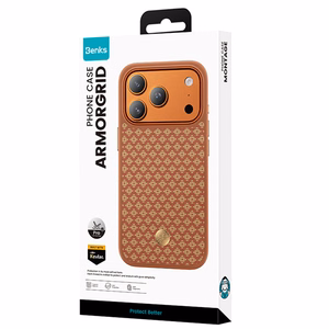 Benks Magnetic Armor Pro Armor Grid Kevlar dėklas su metaliniu rėmeliu 600D (C.K.FL.AP.GD.F070), skirtas Iphone 17 Pro Max, oranžinis
