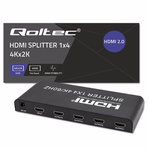 Qoltec 51799 aktyvus HDMI skirstytuvas 4 x HDMI 4K x 2K | 6Gb/s | 60Hz