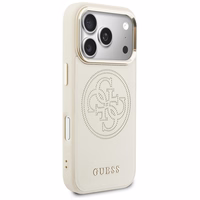 Guess Perforated 4G MagSafe Dėklas for iPhone 17 Pro Max - smėlinis