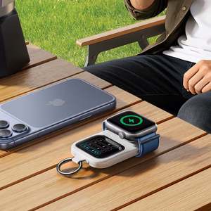 Joyroom JR-W19 5000mAh išorinė baterija su 5W belaidžiu laikrodžio krovimu balta