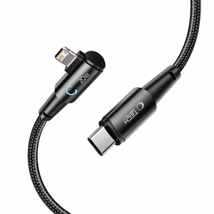 "Tech-Protect UltraBoost L" kabelis "Lightning" (kampinis) / USB-C (tiesus) PD 20W 3A 1 m - pilkas