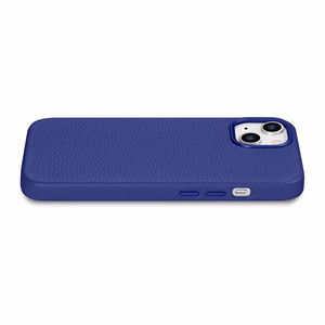 iCarer Litchi Premium odinis dėklas iPhone 14 Plus Magnetinis odinis dėklas su MagSafe Tamsiai mėlynas (WMI14220711-DB)