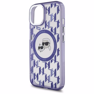 Karl Lagerfeld IML Monograma Karl & Choupette Head Magnetinis iPhone 15 dėklas - violetinis