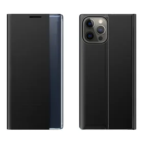 Sleep Case knygos tipo dėklas su išmaniu langu iPhone 13 Pro juodas