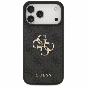Guess PU 4G Metal Logo dėklas Apple iPhone 18 Pro Max, pilkas